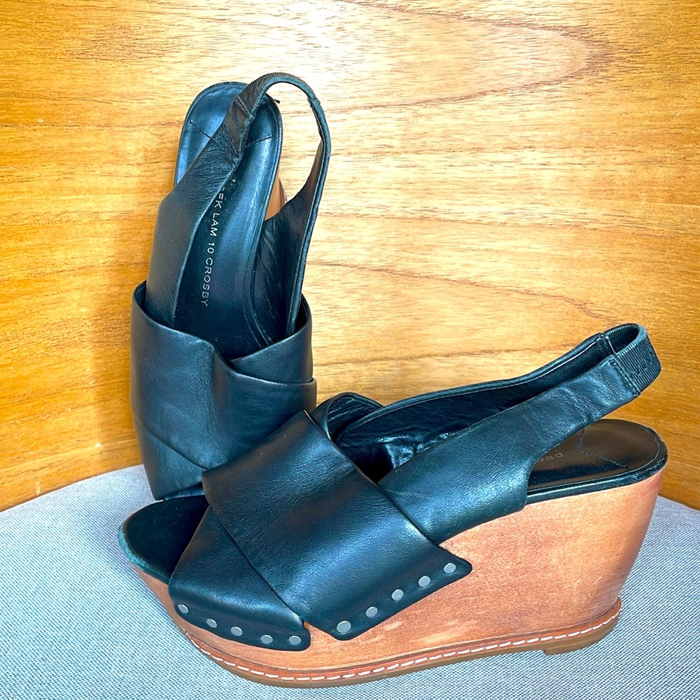 Derek Lam 10 Crosby Wooden Wedge Leather sandals